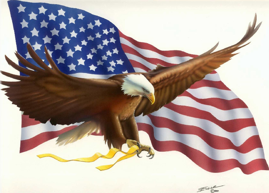 american flag waving eagle. as we honor US Vets on The